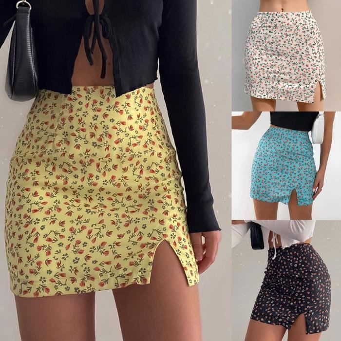 Jupe Midi Boho Femme - Imprimé Fleurs/Léopard - Taille Haute - Polyester Léger - Style Y2K Rétro