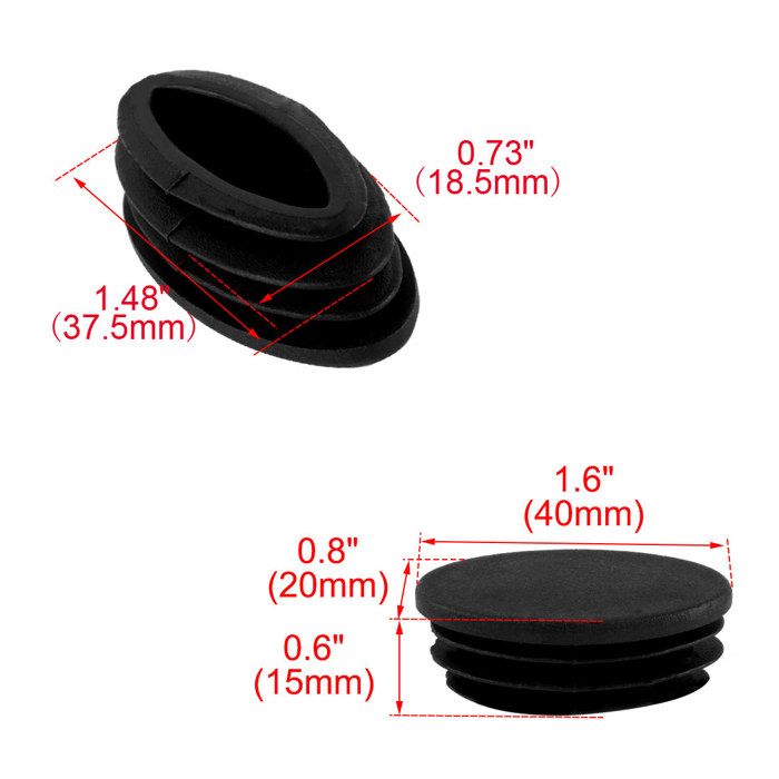 Lot De 20 Embouts Pieds De Meuble Uxcell - Noir, 20mm X 40 Mm - Pour Protéger Sols