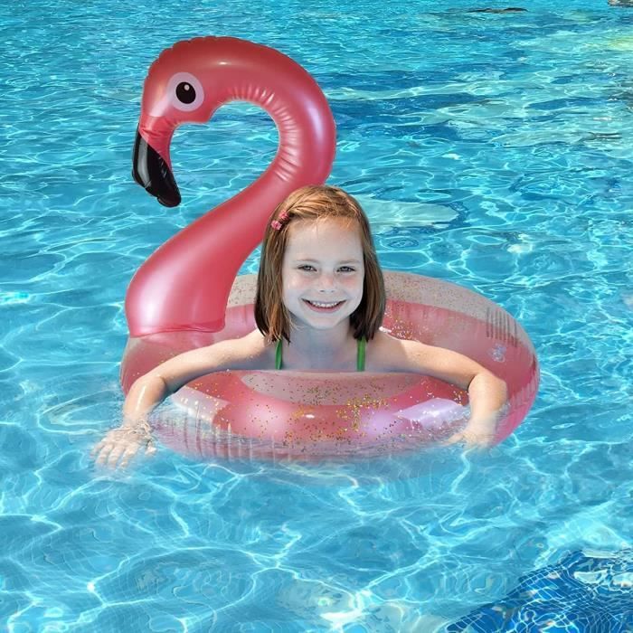 Bouée Gonflable Flamant Rose à Paillettes – Grande Taille – Pour Piscine, Plage Ou Fête – Adultes Et Enfants
