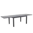 Table de jardin extensible aluminium 270cm + 8 fauteuils empilables textilène anthracite gris - LIO-2