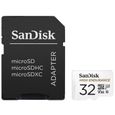 SanDisk - Carte microSDHC haute endurante pr la vidéosurveillance + Adaptateur SD, 32 Go, 100Mo/s  lecture 40Mo/s écriture, U3, V30-2