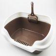Bac à litière semi-fermé pour chat Bassin de nettoyage pratique pour en Toilette en pour (café, taille M)  BAC A LITIERE-2