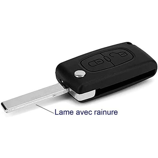 Coque Et Lame De Rechange Pour Clé Télécommande Peugeot - 2 Touches, Compatible 107, 207, 307, 308, 407, 408 (ABS)