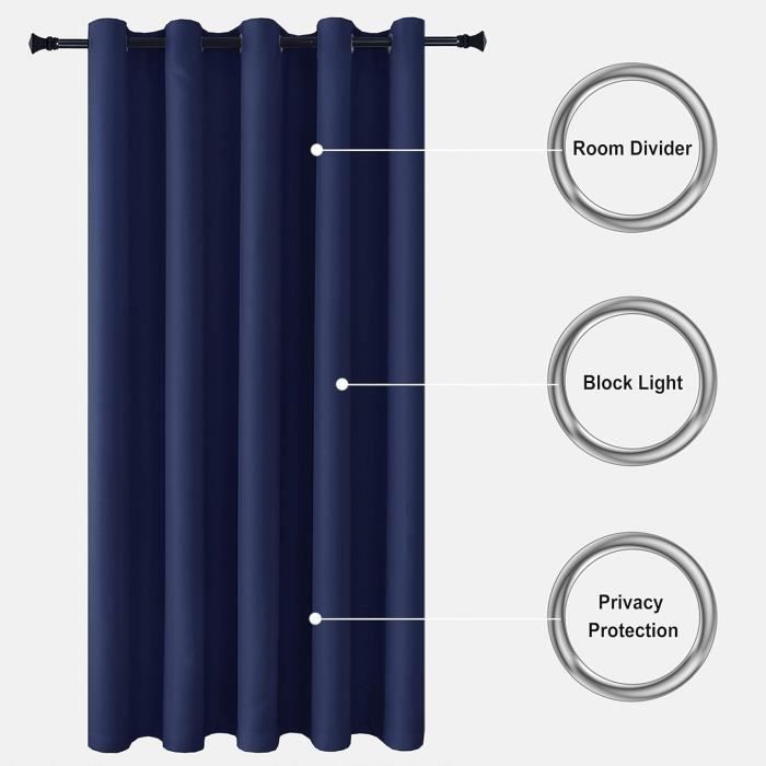 Rideau Occultant Heimtexland étoilé - Bleu Nuit étoiles Argentées - 245x135 Cm - 100% Polyester Thermique Et Insonorisant - Avec œillets Métal
