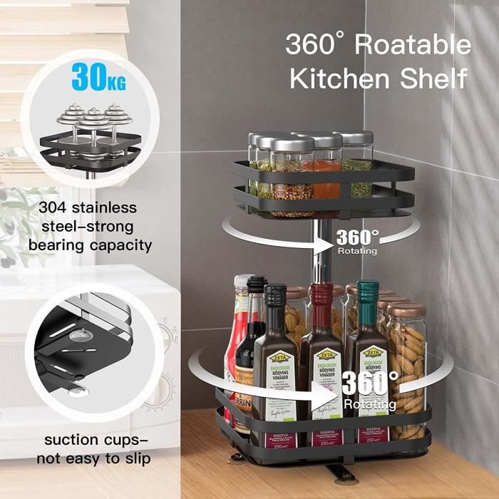 Porte-Épices Rotatif T1 Résistant à 360, avec 1 Assaisonnement Révoltable  Coloré, pour Table de Cuisine