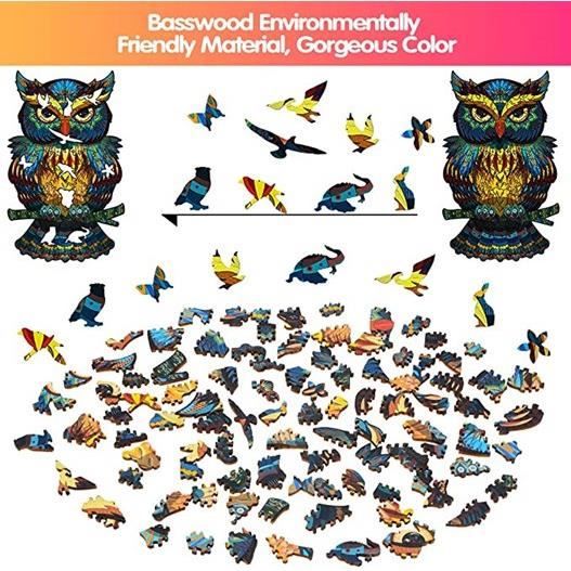 Jigfoxy Puzzle en Bois Adultes et Enfants - Hibou en Forme d'Animal - Jouet Éducatif Unique pour Les Amis de la Famille - 33,9 x 34 cm - 270 Pièces Jigfoxy Puzzle en Bois Adultes et Enfants - Hibou en Forme d'Animal - Jouet Éducatif Unique pour Les Amis de la Famille - 33,9 x 34 cm - 270 Pièces