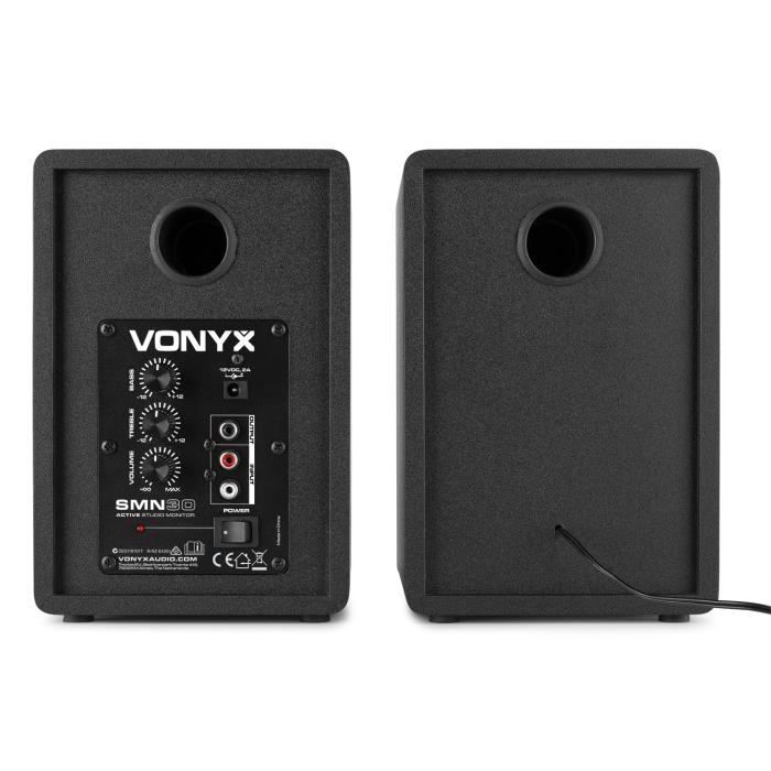 Vonyx SMN30W - Enceintes Monitoring - Paire d'enceintes de studio 3”,  puissance 60 Watts, réglages graves et aigus - Cdiscount Instruments de  musique
