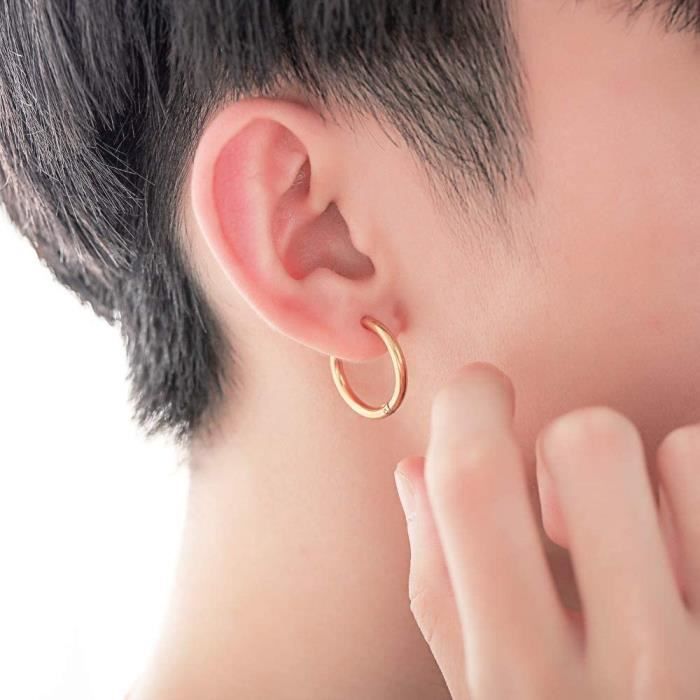 Acheter Boucles d'oreilles à Clip pour fille, avec coussin, or, argent,  noir, grand cercle, créoles sans Piercing