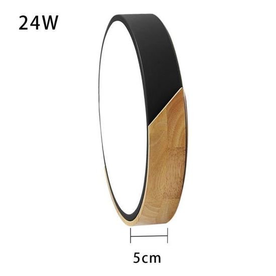 Plafonnier LED Dimmable Plafonnier Télécommandé 50 Cm, Rond En Noir Et