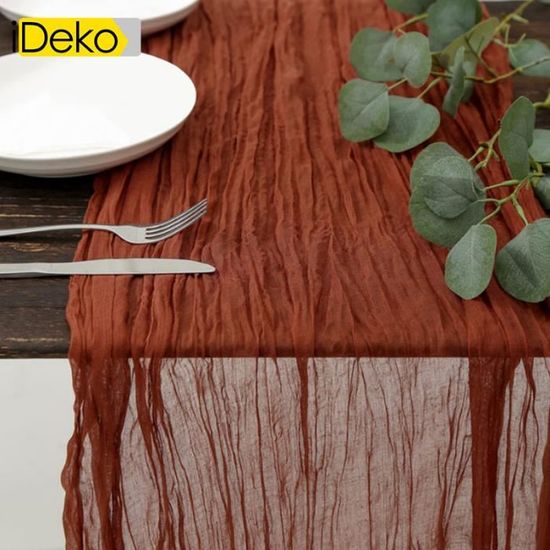 Décoration Mariage Rustique Chemins De Table étamine Orange - Lot De 8 - 89x305cm - Décoration Mariage Bohème Nappe Polyester 305cm
