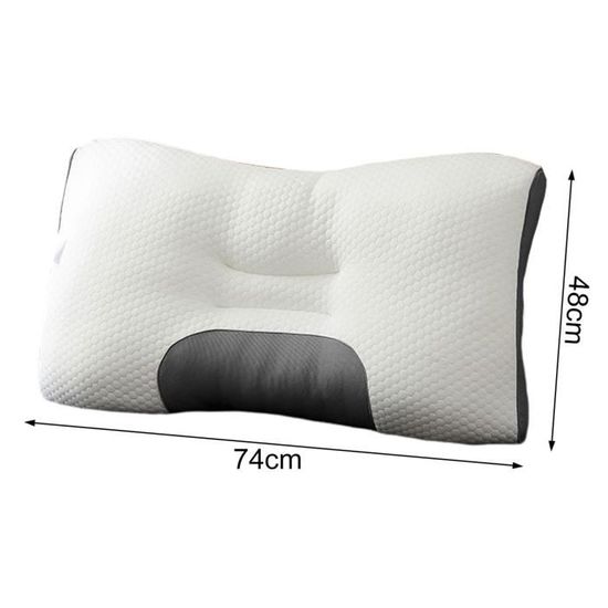 Oreiller Cervical Ergonomique Memory – Mousse à Mémoire De Forme – 40×60 Cm – Gris – Neuf