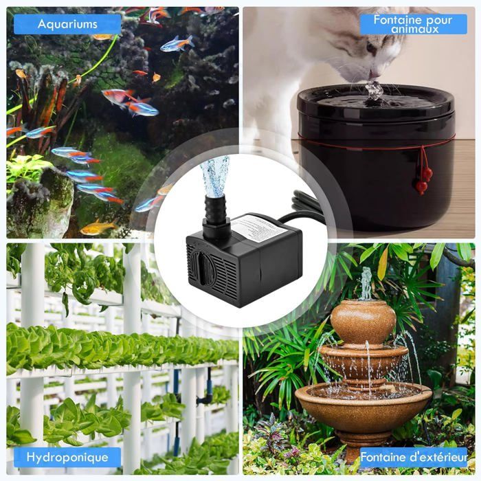 Exleco Mini Pompe À Eau Submersible 1500 L/H 20W 230V Hauteur de Refoulement 1,6 M Câble 1,8 M
