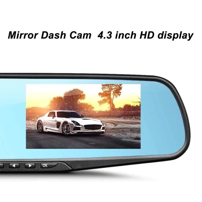 4.3” HD 1080P Vue double objectif Rétroviseur intérieur voiture DVR Dash  Cam caméra Recorder - Cdiscount Auto