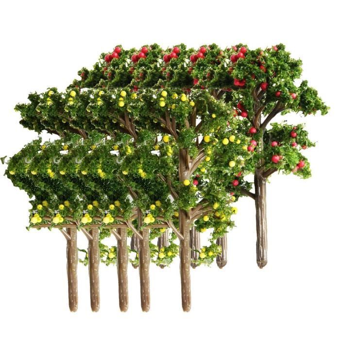 5x Modèle Arbres Fruitiers Train Paysage Paysage Plastique Architecture