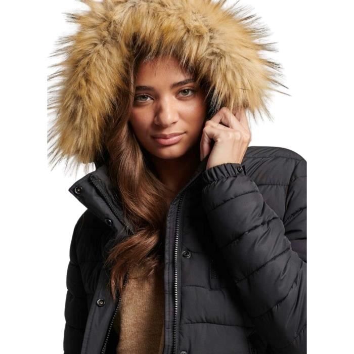 Veste Superdry Fuji Hooded Longligne Noire Femme Noir Cdiscount Pret a Porter
