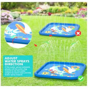Tapis D’Eau Gonflable 170 Cm – Splash Pad Antidérapant Pour Enfants Et Chiens – Jet D’eau Fontaine – Jeu Extérieur Été