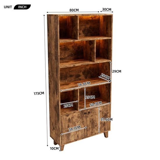 LINKHOO Bibliothèque, Pieds En Bois Massif, Plusieurs