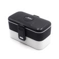 Atthys Lunch Box Noir | Boite Bento Design avec 2 Couverts en Inox | Bento Box 2 Compartiments Hermétiques 1200 ML-0