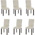 Lot de 6 chaise de salle à manger en simili cuir bois noir, crème mya-0