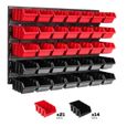 Système de rangement 58 x 39 cm a suspendre 35 boites bacs a bec XS rouge et noir boites de rangement-0