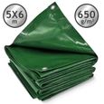 Bâche de Protection - JAGO - 5 x 6 m - Imperméable - Polyester Revêtu de PVC 650 g/m² - Vert-0