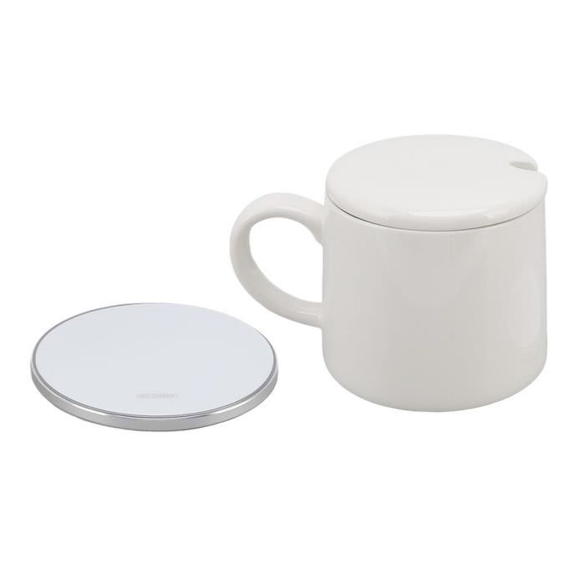 Chauffe-tasse USB à Température Constante 55°C - Pour Tasses à Fond Plat (diamètre Max 10.3 Cm), En Verre Trempé Et Alliage, Couleur Argent