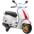 Scooter électrique enfant AIYAPLAY Vespa 6 V dim. 107L x 47l x 73H cm Musique MP3 Port USB Phare 2 roulettes, pour 3-6 ans, Blanc