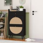 NECHE Meuble à chaussures 2 Portes 1 Tiroir Meuble d'entrée Armoire Rangement 60x24x110cm Noir