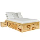 Lit multi-rangement - ALTOBUY Cali - 140x200 cm - Bois massif - Naturel