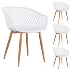 IDIMEX Lot de 4 chaises MADEIRA pour salle à manger ou cuisine au design retro avec accoudoirs, coque plastique blanc et 4 pieds décor