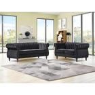 VENTE-UNIQUE Canapés chesterfield 3 places et 2 places en velours noir TRUMBO