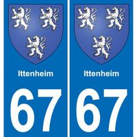67 Ittenheim autocollant sticker plaque immatriculation auto ville (angles: angles droits)