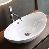 Vasque de salle de bains - Mai & Mai - BR818 - Ovale - Céramique blanc - Avec trop-plein