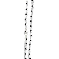Chaine perlée pour collier bola de grossesse ou sautoir - plaqué véritable Argent et Perles noires 87cm  -Maille 1mm