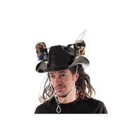 Chapeau de Cowboy Apéro - PARTY PRO - Noir et Marron - Accessoire de fête avec repose-canettes et paille