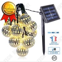 TD® Solaire de lumières 10LED marocaine Bal de Noël Décoration Lumière extérieure étanche LED fer Ballon d'Argent Lumière Chaîne