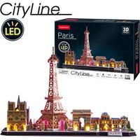 Puzzle 3D illuminé de la ville de Paris - XTREM RAIDERS - City Line Paris LED - Enfant - 115 pièces