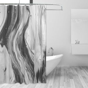 Noir & Blanc Rotatif Swirl salle de bains Rideau de douche Liner Tissu Imperméable 72"