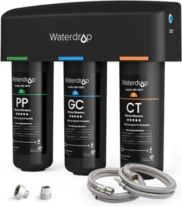 ADOUCISSEUR D'EAU Waterdrop TSA Système de filtre à eau sous évier, filtre à eau à 3 niveaux de 0,5 micron pour l'eau potable, certifié NSF/ANSI 42