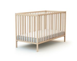 LIT BÉBÉ AT4 - Lit bébé 60 x 120 cm en bois ESSENTIEL - Réglable 3 hauteurs - Hêtre Brut