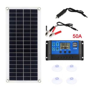 Revolt Panneau solaire mobile pliable 100 W Régulateur 12/24V avec 2x USB 