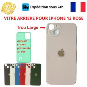 Vitre arrière iPhone 13 Mini Rose (Grand trou) Sans Logo
