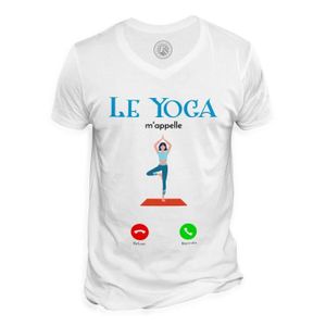 T-SHIRT T-shirt Homme Col V Le Yoga M'Appelle Zen Sport