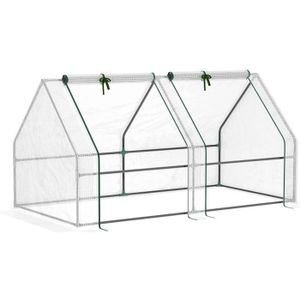 SERRE DE JARDINAGE Mini serre de jardin - OUTSUNNY - Serre à tomates - Acier PE haute densité - 2 fenêtres avec zip enroulables