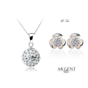 Ensemble Bijoux Femme Argent 925 Bicolore – Chaîne + Pendentif Dégradé + Boucles, Boîte Cadeau Incluse