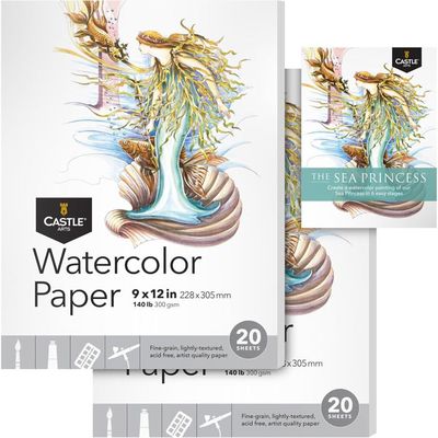 2 Carnets De Croquis Castle Art 23x30cm - 200 Pages 90g/m² - Reliure Spirale - Débutants Et Artistes