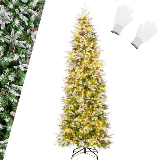 CostwayLampadaire De Noël Pré-éclairé De 187 Cm Avec Lumières Led Verd
