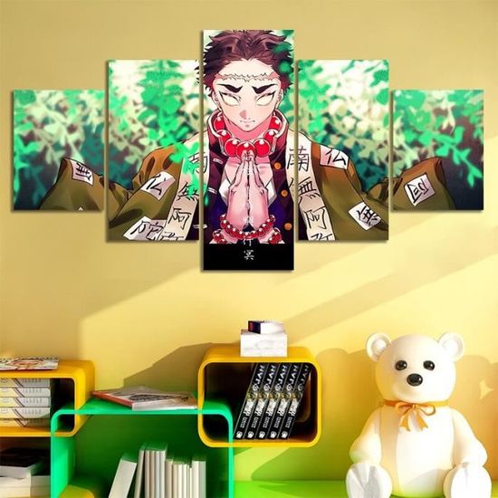 Poster Demon Slayer - Lot De 4 (Tanjirou, Nezuko, Zenitsu, Inosuke) - Format 20,3 X 30,5 Cm - Impression Sur Toile Durable