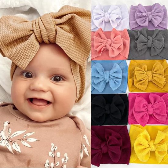 DRESHOW 10 Pcs Bandeaux Bébé Fille Avec Nœuds - Accessoires Cheveux Doux Et Colorés Pour Nouveau-Nés Et Enfants