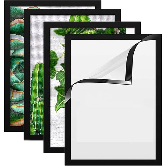 Lot De 5 Cadres Magnétiques 30x40 Cm Pour Peinture Diamant - Fixation Autocollante Sans Perçage Pour Mur Ou Vitre